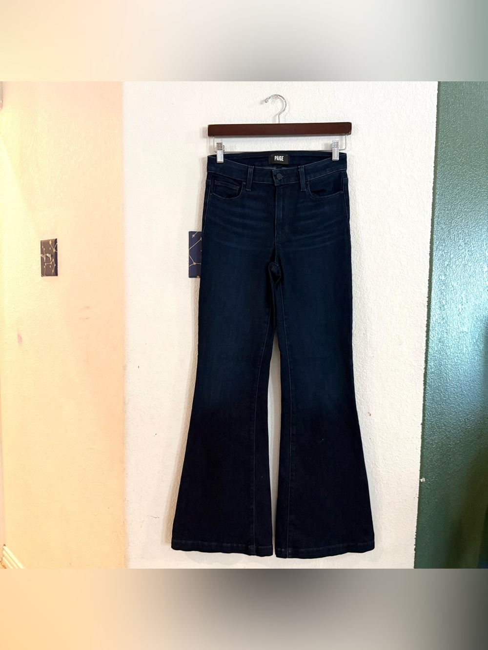 Paige Womens Jeans Denim Dark Wash Genevieve Modern High Rise Flare Size 27